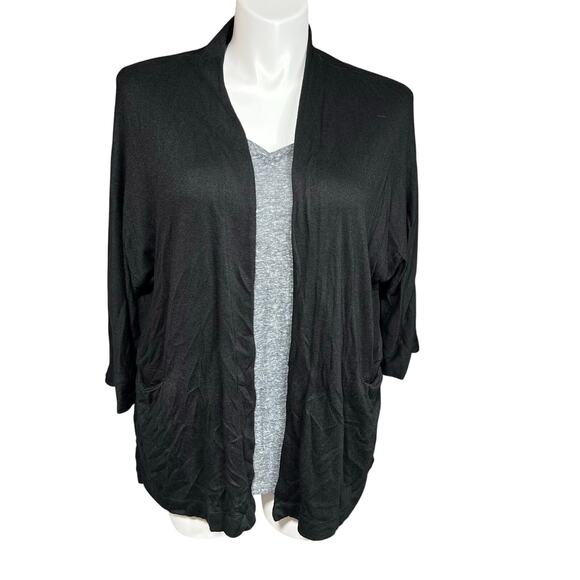 Time and Tru Womens Cardigan Sweater Open Front Lightweight Long Sleeve Black XL - Picture 2 of 9